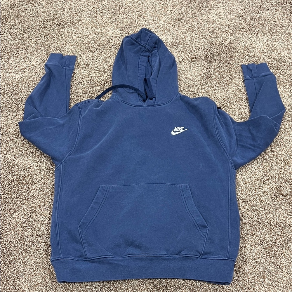 Nike Dark Blue Crewneck Hoodie with White Swoosh